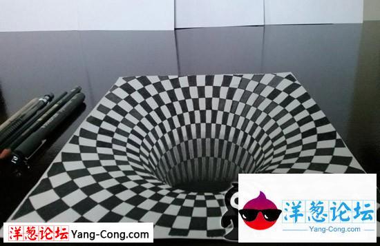 亮瞎眼的3D黑白铅笔画-黑洞！