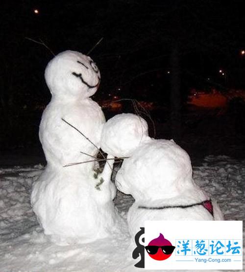 雪人夫妻也玩重口味。小心化了。